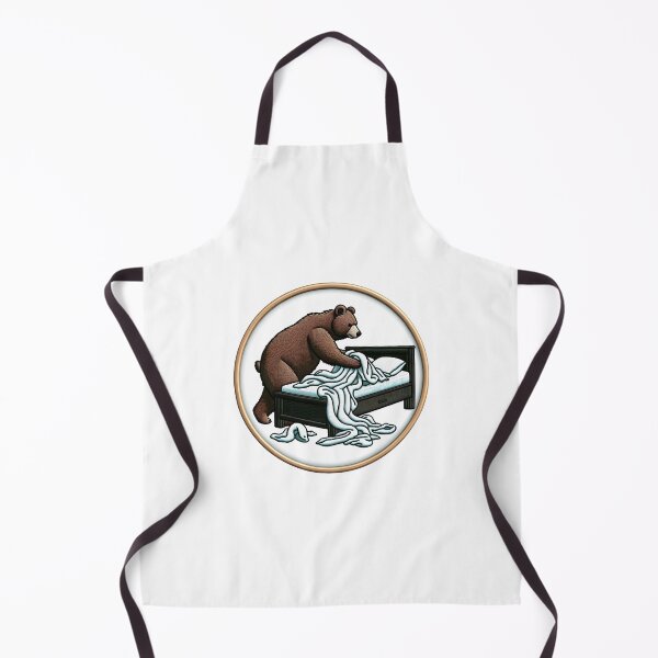 Item preview, Bed-Making Bear Embroidery Illustration designed and sold by #Adulting Central.