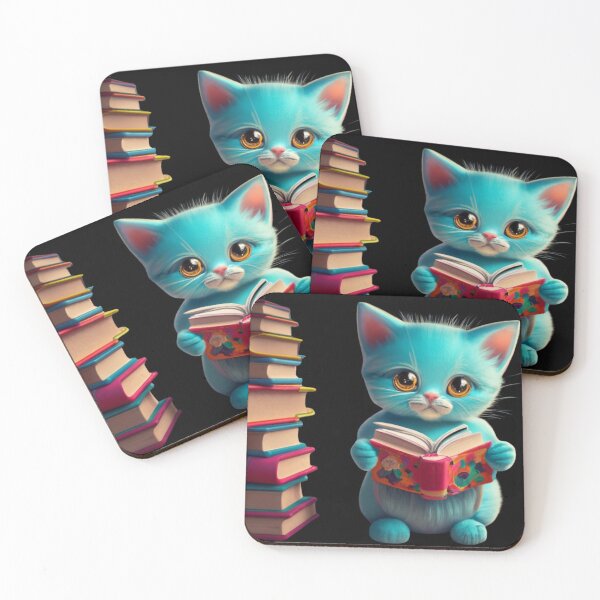 Item preview, Blue Cat With Books Cute Cat Reading Book Funny Gifts For Cat Lovers Funny Gifts For Book Lovers Book Girly designed and sold by MatthewViews.