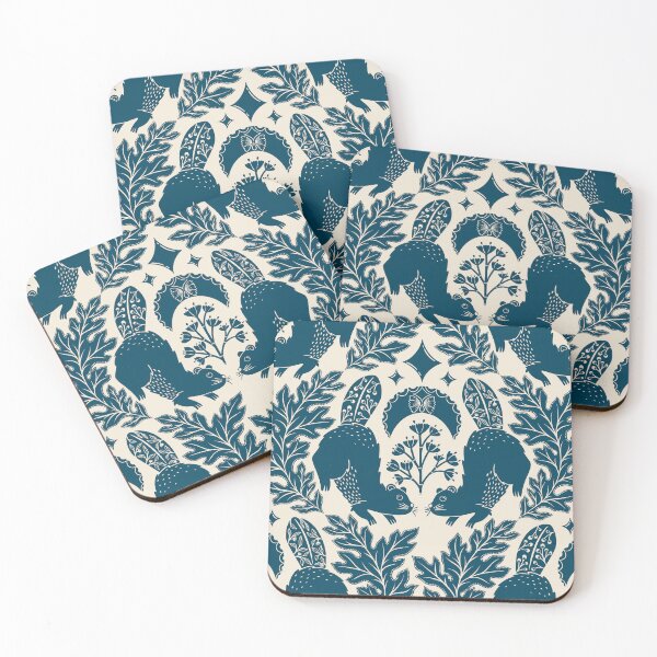 Item preview, Moonlit Beavers, A Serene Blue and Beige Pattern designed and sold by OzdeBayer.