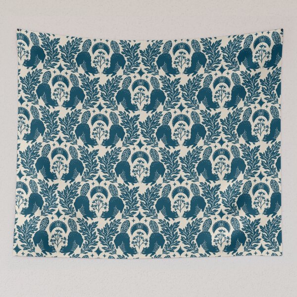 Item preview, Moonlit Beavers, A Serene Blue and Beige Pattern designed and sold by OzdeBayer.