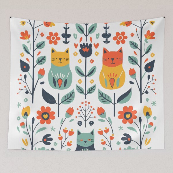 Item preview, Swedish Folk Cats: A Colorful Abstract Journey designed and sold by griffinequals0c.
