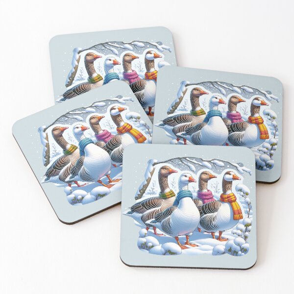 Item preview, Snowy Soiree: Geese Gala in Winter Attire designed and sold by mugooooo.