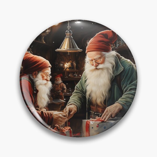 Item preview, Jolly Craftsmanship - Santa Claus In The Workshop With His Elves - Christmas Art - Watercolor Art designed and sold by CastleBySea.