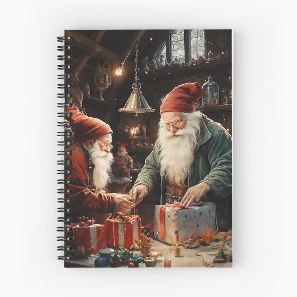 Item preview, Jolly Craftsmanship - Santa Claus In The Workshop With His Elves - Christmas Art - Watercolor Art designed and sold by CastleBySea.