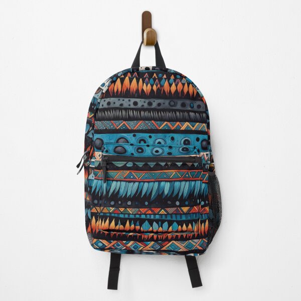 Item preview, Etchnic Abstract Scandinavian Pattern - Watercolor - Tribal, Ethnic, Traditional, Indian And Aztec Pattern, Black, Blue, Orange, vintage designed and sold by MyArt23.