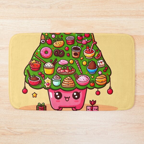 Item preview, Lindo árbol de Navidad de comida japonesa Kawaii con texto "Feliz Navidad" - 3 designed and sold by StellaArtz.