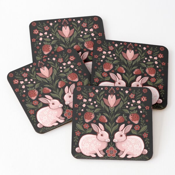 Item preview, easter rabbits, wild strawberry and  spring flowers designed and sold by Hennagirl.
