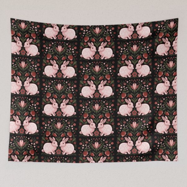 Item preview, easter rabbits, wild strawberry and  spring flowers designed and sold by Hennagirl.