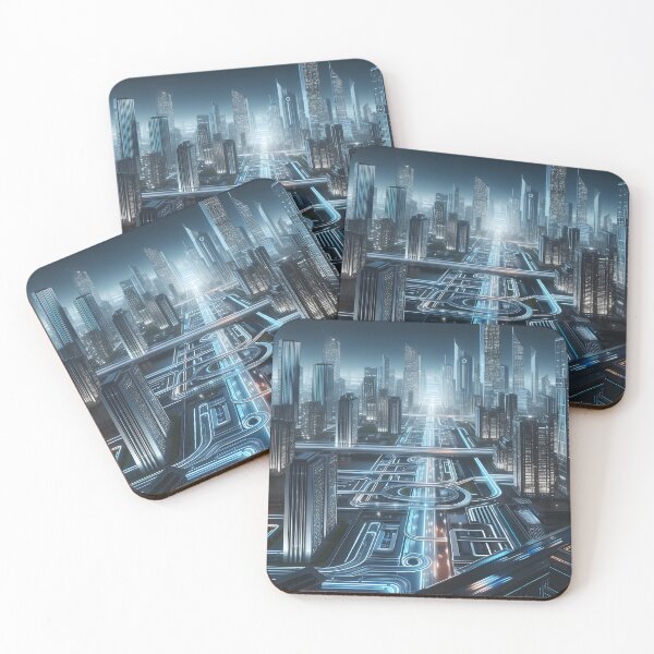 Item preview, Illuminated Futuristic Cityscape: Advanced Architecture and Complex Roadways designed and sold by DethLock.