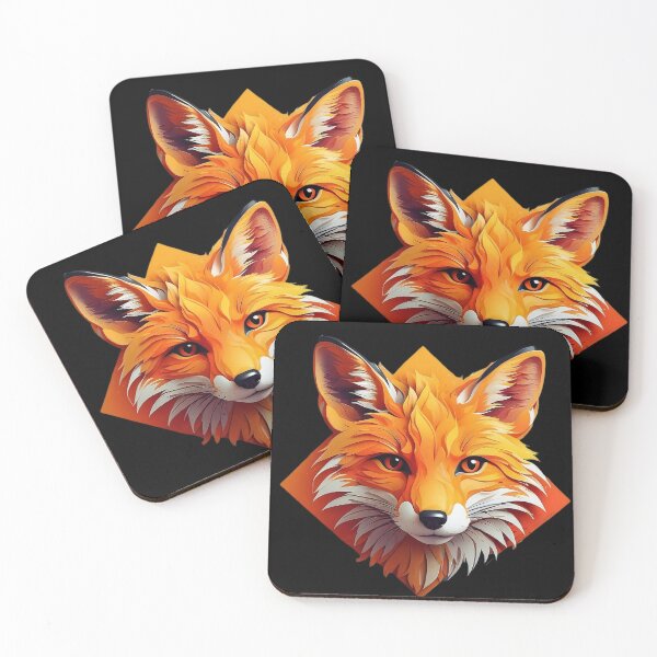 Item preview, Geometric Gaze: The Fox's Allure in Tangerine Dreams designed and sold by ArtComixHaven.