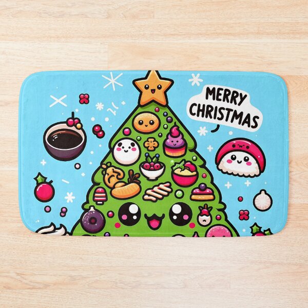 Item preview, Lindo árbol de Navidad de comida japonesa Kawaii con texto "Feliz Navidad" - 4 designed and sold by StellaArtz.
