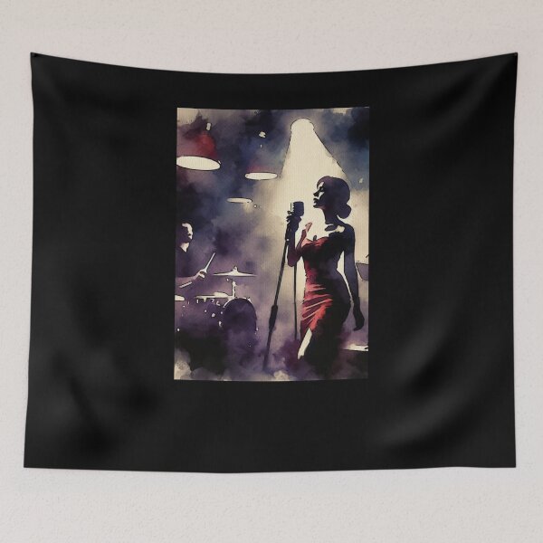 Item preview, Noir Vintage Watercolor Noir singer on the bar stage designed and sold by RESToRAPTOR.