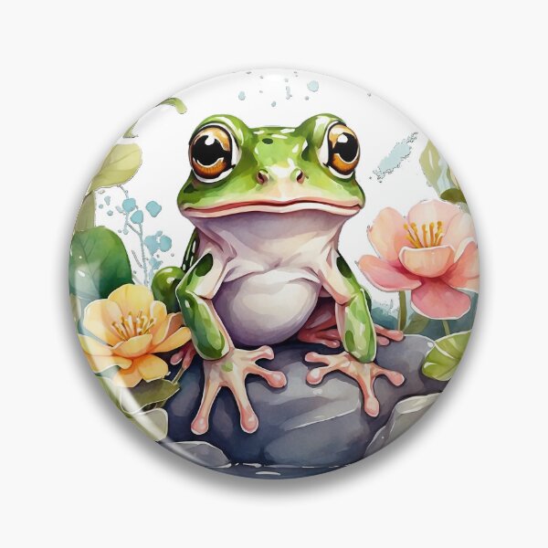 Item preview, Tranquil Frogscape: Whimsical Frog on Rock with Floral Bliss designed and sold by SCBlend.