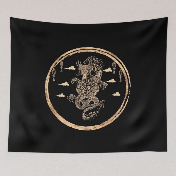 Item preview, Golden Chinese Dragon in the Yellow Ring Asian Tradition designed and sold by LiliDedula.