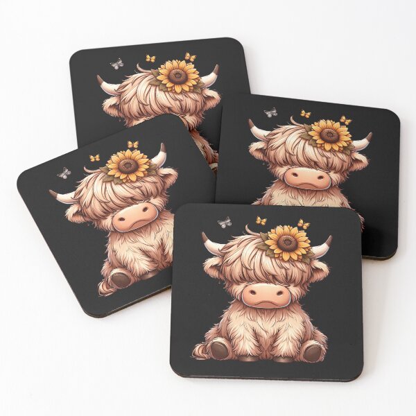 Item preview, Nature's Friend: A Highland Calf Amidst Sunflowers and Butterflies designed and sold by artwaves.