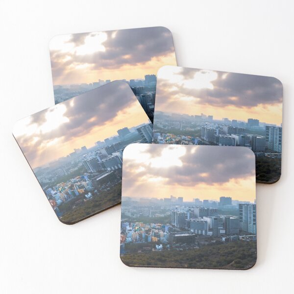 Item preview, Hyderabad cityscape in dusk, drone shot. designed and sold by snehit.