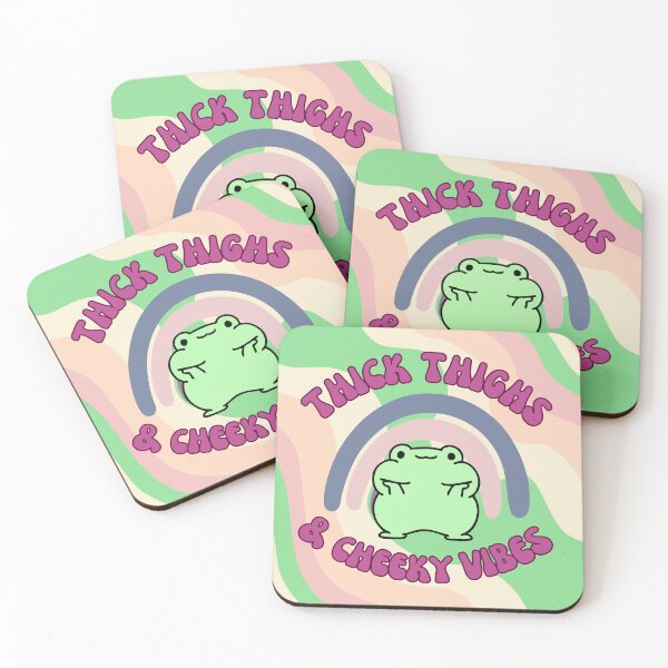 Item preview, Thick thighs and cheeky vibes, cute kawaii frog designed and sold by BritishDelights.