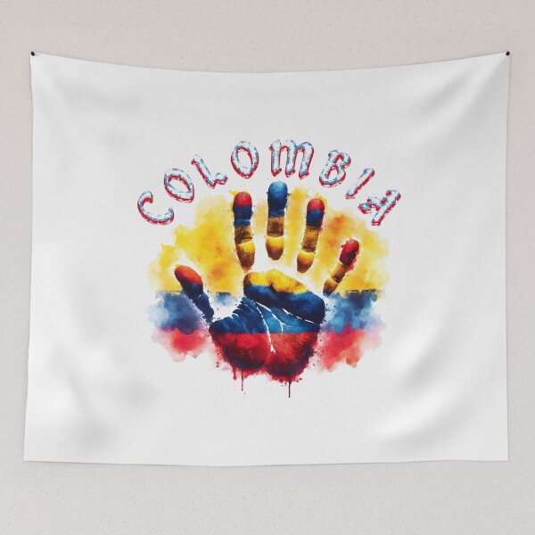 Item preview, Colombian Pride Handprint Flag Watercolor Art designed and sold by SambaStyles.
