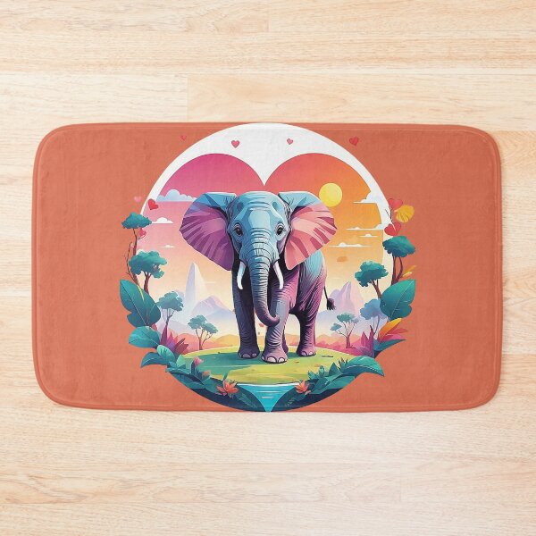 Item preview, Elephant Love: Young pachyderm in front of a heart-shaped background designed and sold by Minpadesign.