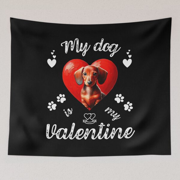 Item preview, My Dachshund is my Valentine | Doxie Oil painting Art designed and sold by TheMostLikely.