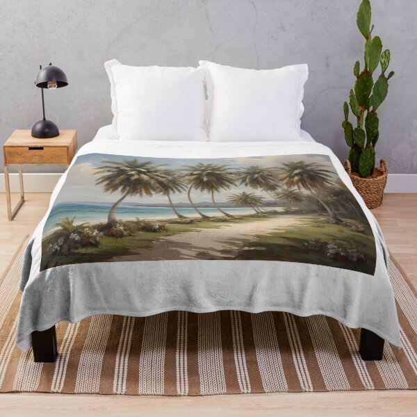 Item preview, Palm trees on the beach in tropical paradise, vintage oil painting designed and sold by CreativeSparkzz.