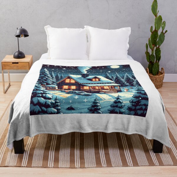 Aperçu de l'œuvre Chaleur hivernale | Cabane d'hiver confortable, Pixel Art créée et vendue par InkFlugel.