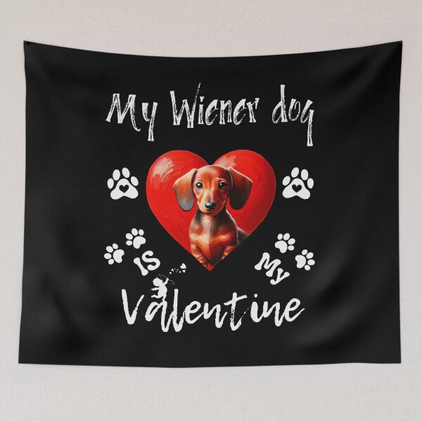 Item preview, My Dachshund is my Valentine | Doxie Oil painting Art designed and sold by TheMostLikely.