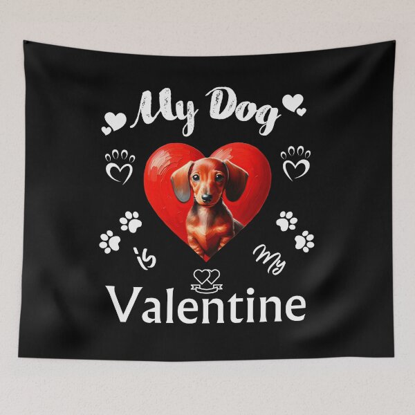 Item preview, My Dachshund is my Valentine | Doxie Oil painting Art designed and sold by TheMostLikely.