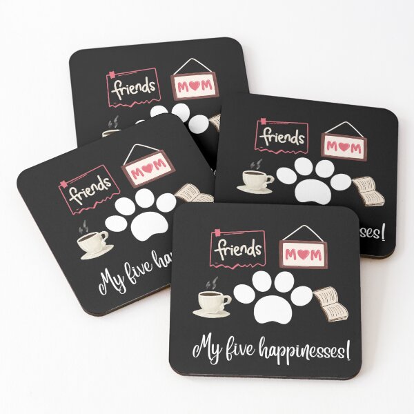 Item preview, My five happinesses: Coffee, friends, Mom, books, and Dogs ❤️ designed and sold by Basma Store.