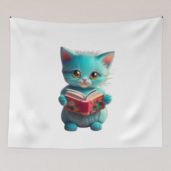 Item preview, Cute Blue Cat With Book Cute Cat Reading Book Funny Gifts For Cat Lovers Funny Gifts For Book Lovers Book Girly designed and sold by MatthewViews.