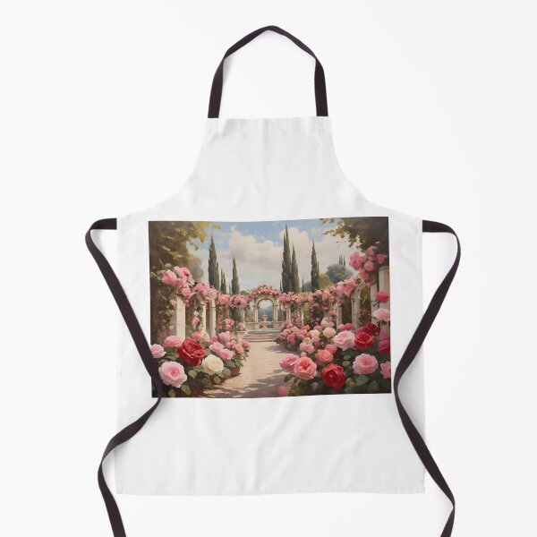 Item preview, An elegant rose garden in Italy, vintage oil painting designed and sold by CreativeSparkzz.