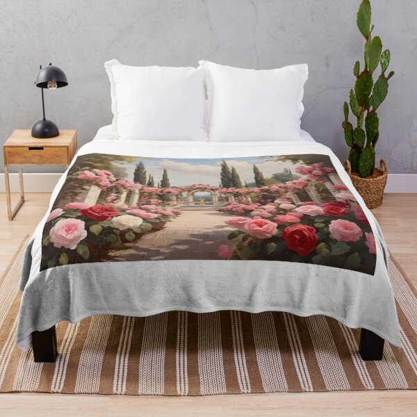 Item preview, An elegant rose garden in Italy, vintage oil painting designed and sold by CreativeSparkzz.