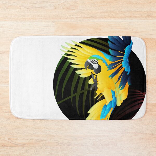 Item preview, Large blue and yellow parrot tropical background designed and sold by MetaforaMundo.