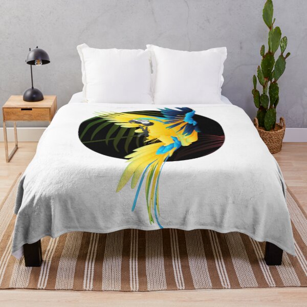Item preview, Large blue and yellow parrot tropical background designed and sold by MetaforaMundo.