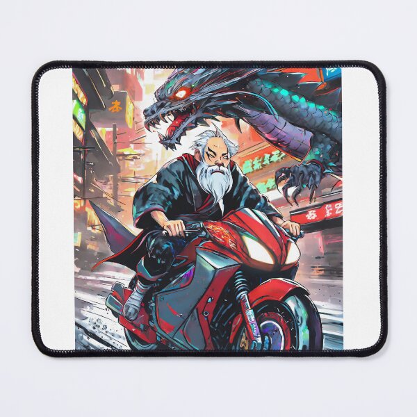 Item preview, Monk on a Motorcycle chased by a dragon designed and sold by BADESIGNZZ.