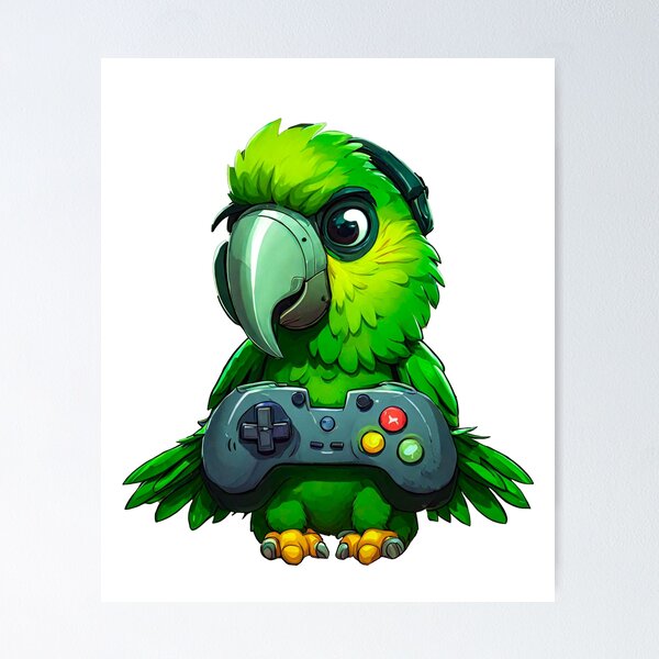 Item preview, Divertido Gamer Amazon Parrot - Gamming Parrot designed and sold by Cyrensea.