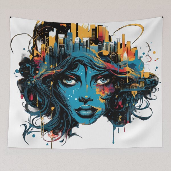 Item preview, Woman faces city  designed and sold by NostosArt.