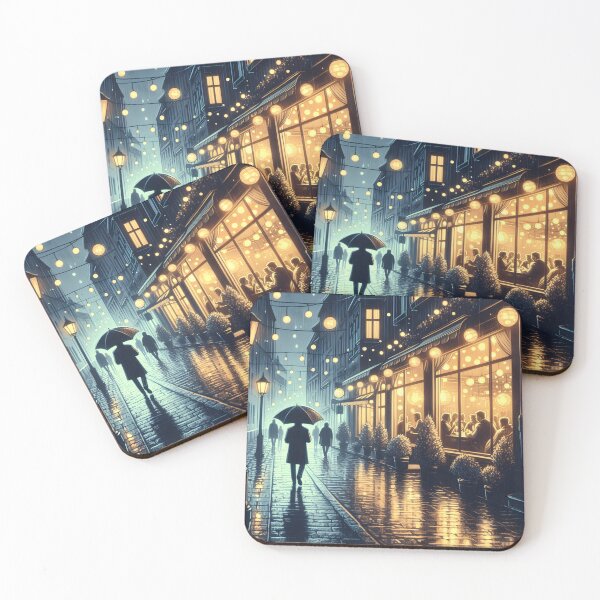 Item preview, Solace in Shadows | Cozy City Street, Raining, Pastel Art designed and sold by InkFlugel.