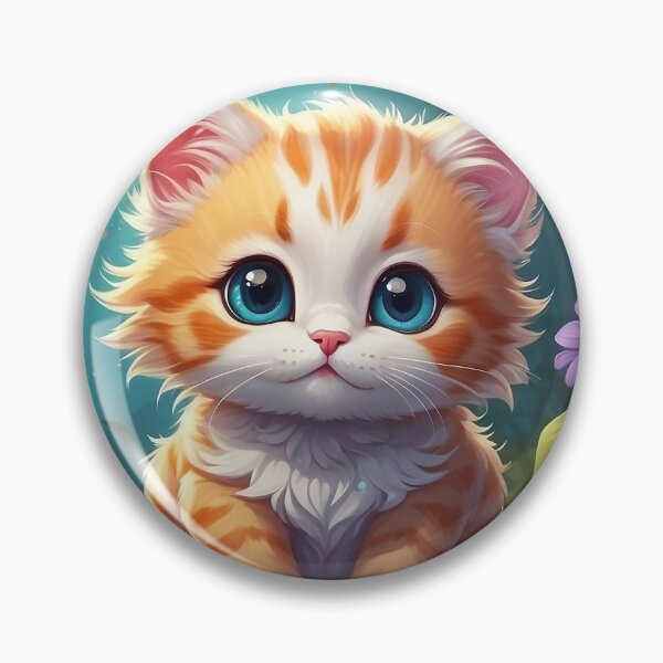Item preview, Whiskered Bloom: Yellow Kitten with Blue Eyes Amidst Floral Splendor designed and sold by SCBlend.