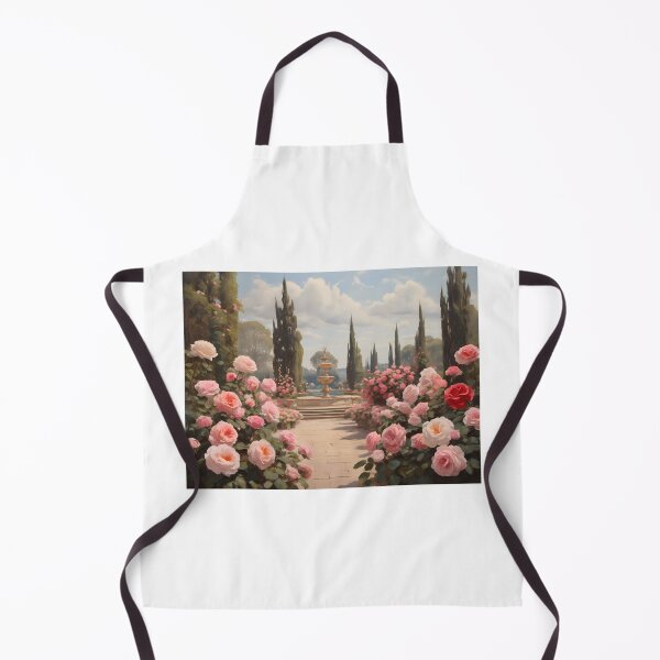 Item preview, An elegant rose garden in Italy, vintage oil painting designed and sold by CreativeSparkzz.
