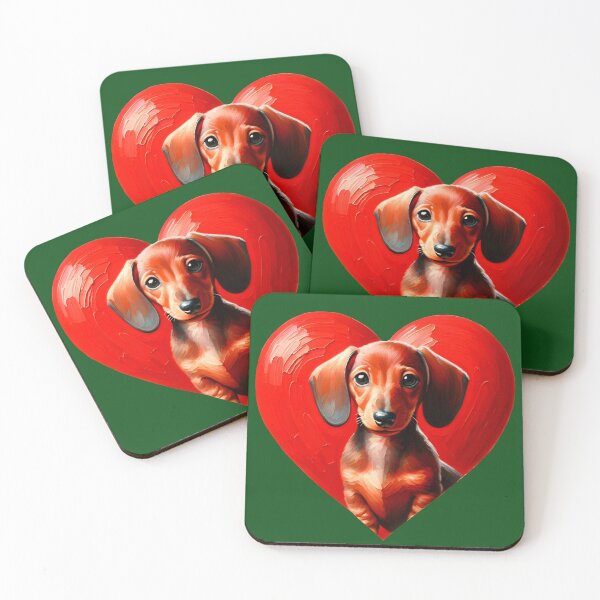 Item preview, My Dachshund is my Valentine | Doxie Oil painting Art designed and sold by TheMostLikely.