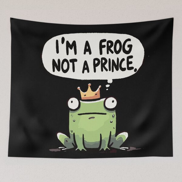 Item preview, I am a frog not a prince crown frog designed and sold by DoodleDashShop.