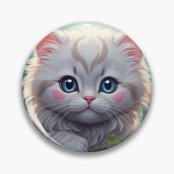 Item preview, Celestial Whiskers: White Kitten with Azure Blossoms designed and sold by SCBlend.