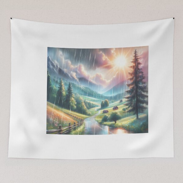 Item preview, Natures Balance | Beautiful Pastel Sun and Rain Landscape designed and sold by InkFlugel.