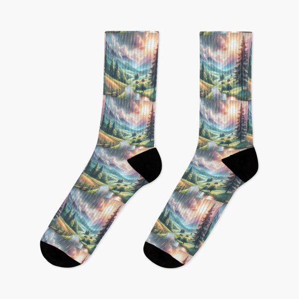 Item preview, Natures Balance | Beautiful Pastel Sun and Rain Landscape designed and sold by InkFlugel.