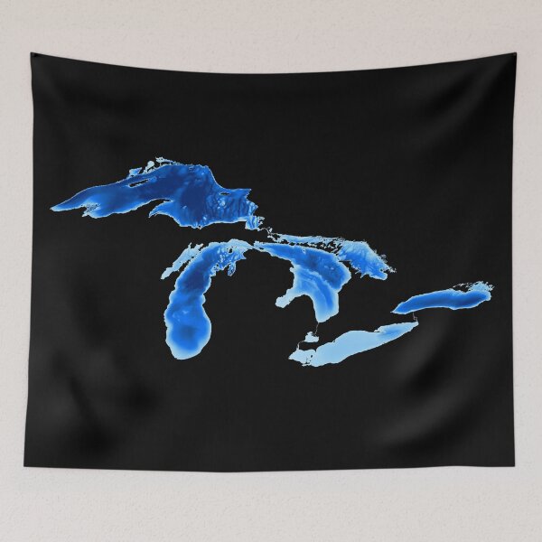 Item preview, Great Lakes Bathymetric (Depth) Map designed and sold by OrganicOasisArt.