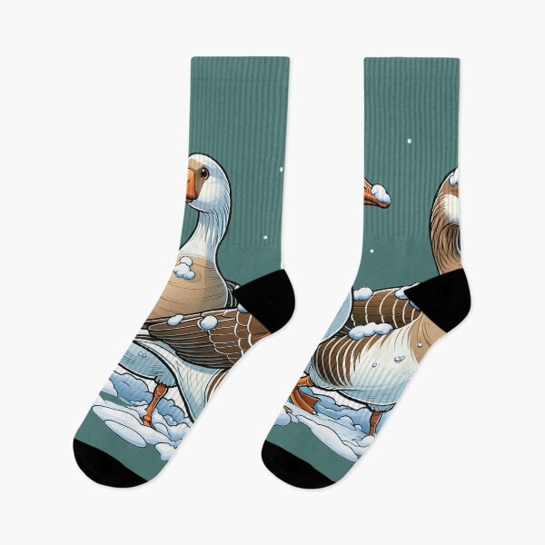 Item preview, Snowflakes and Feathers: A Trio of Geese in Winter's Embrace designed and sold by mugooooo.