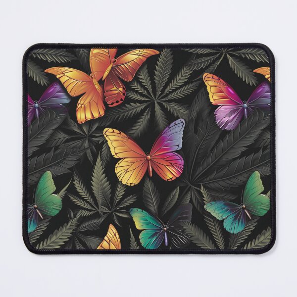 Item preview, Multicolor Butterflies and Cannabis Weed Leaves Seamless Pattern designed and sold by MedicatedMedusa.