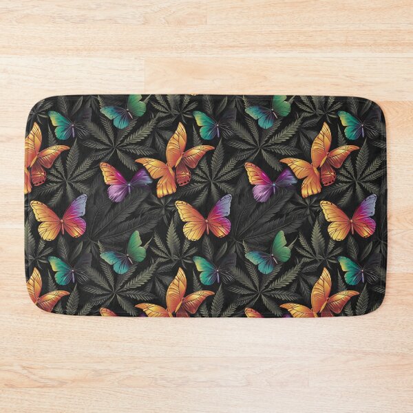 Item preview, Multicolor Butterflies and Cannabis Weed Leaves Seamless Pattern designed and sold by MedicatedMedusa.