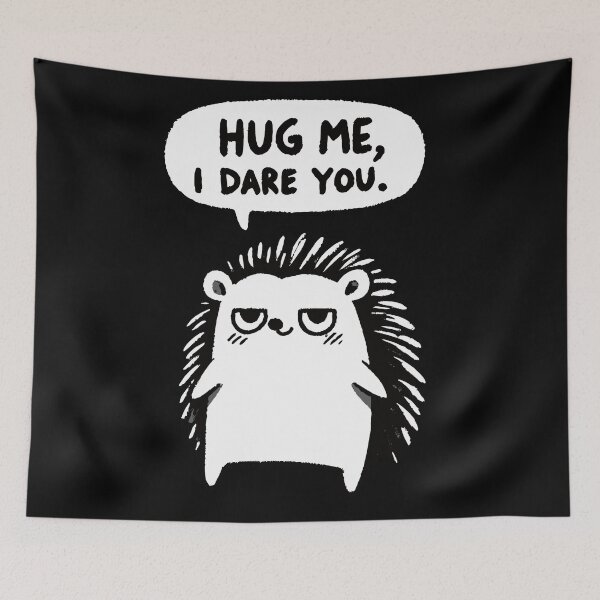 Item preview, Hug me I dare you Hedgehog designed and sold by DoodleDashShop.